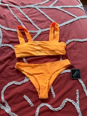 Zaful Bright Orange Bandeau Bikini Top